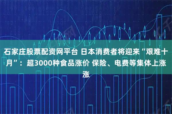 石家庄股票配资网平台 日本消费者将迎来“艰难十月”：超3000种食品涨价 保险、电费等集体上涨