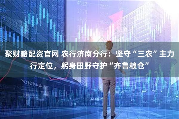 聚财略配资官网 农行济南分行：坚守“三农”主力行定位，躬身田野守护“齐鲁粮仓”