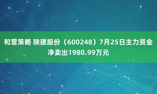 和营策略 陕建股份（600248）7月25日主力资金净卖出1980.99万元